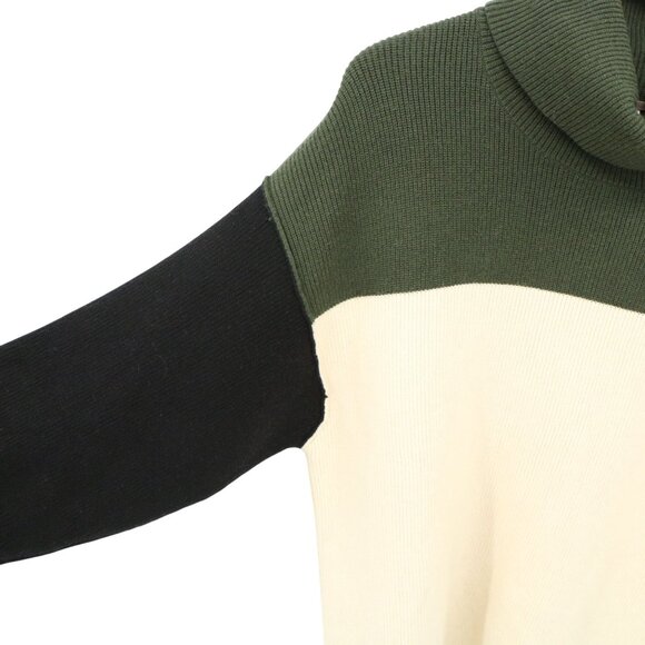 Free People Softly Structured Color-Blocked Tunic Sweater S Green Ivory Sweater - Picture 5 of 6